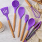 Silicone Wood Kitchen Utensils -  Set of 12