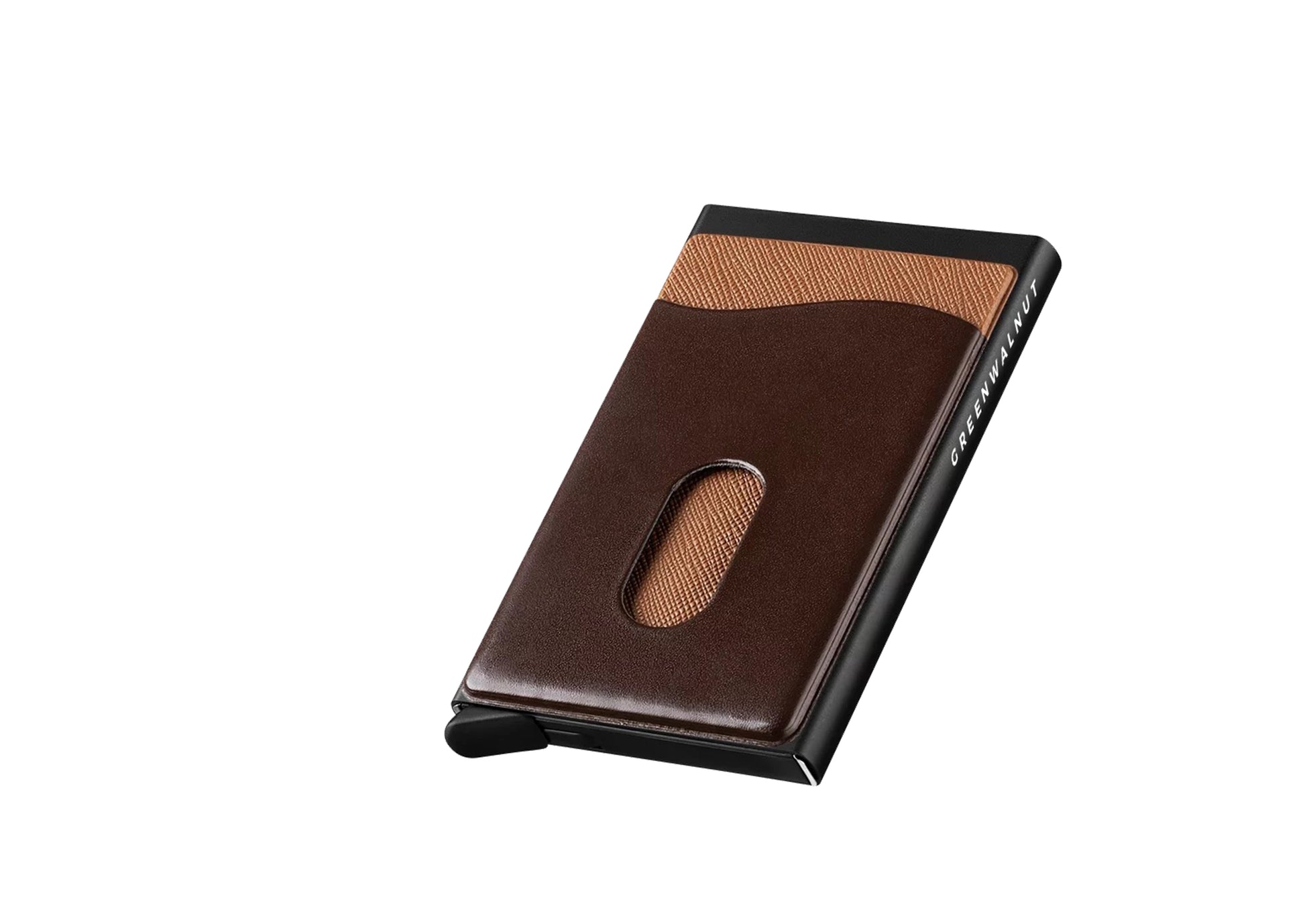Leather Pop Up Card Holder – Green Walnut lifestyle