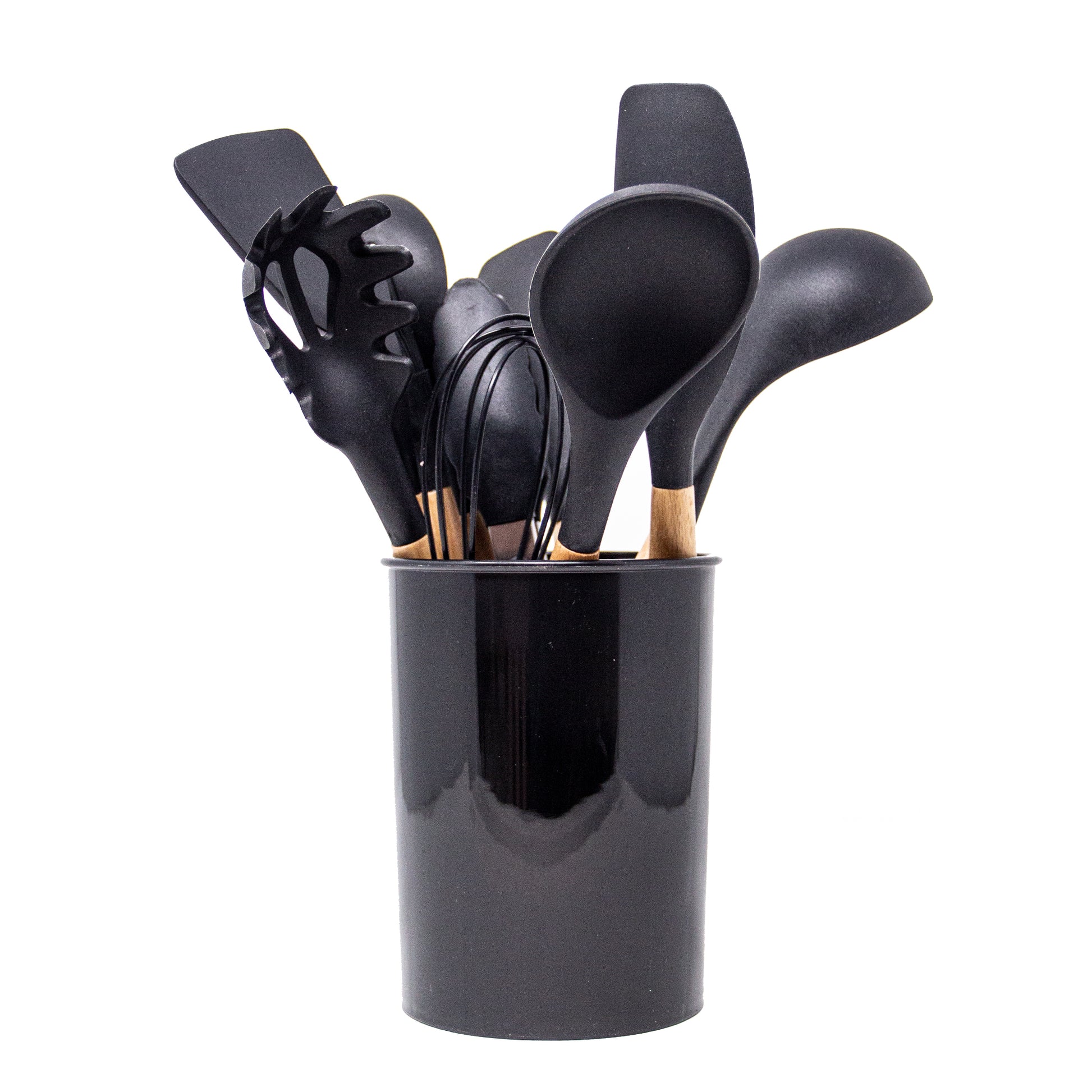12 Pieces Set Silicon Utensils With Wooden Handles – Nature's Nest
