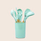 Silicone Wood Kitchen Utensils -  Set of 12