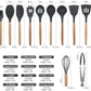 Silicone Wood Kitchen Utensils -  Set of 12