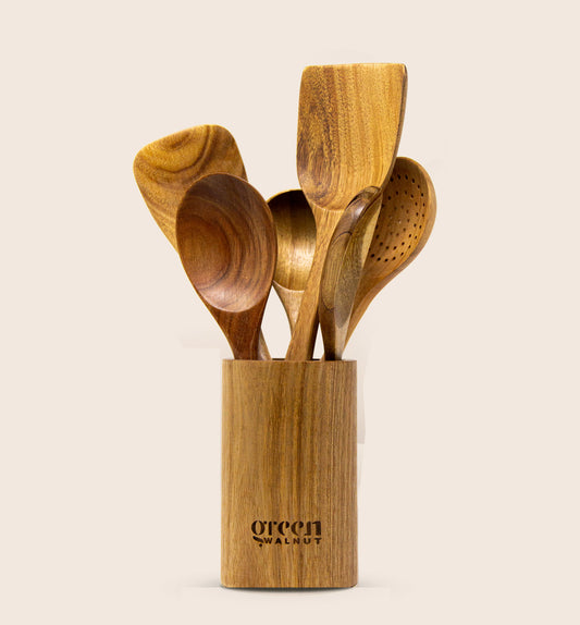 Wooden Acacia Kitchen Utensil - Set of 7